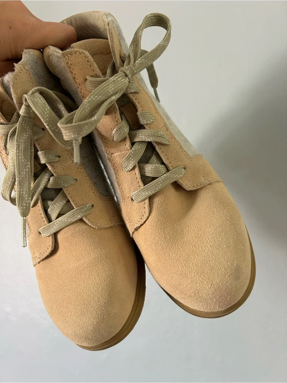 Sorel Beige Suede & Light Gray Wool Lace-Up Ankle Booties 8